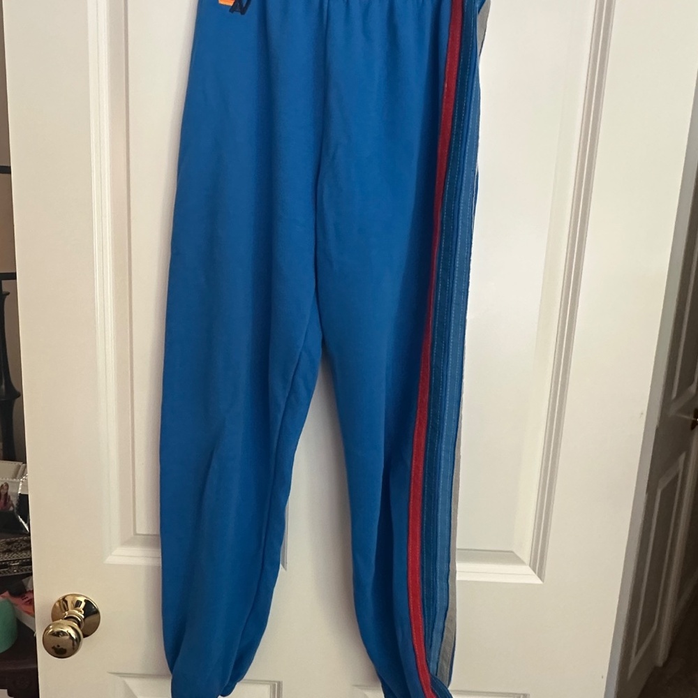 AVIATOR NATION 5-STRIPE SWEATPANTS  OCEAN BLUE